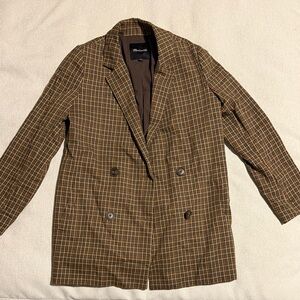 Madewell Brown Checkered Blazer